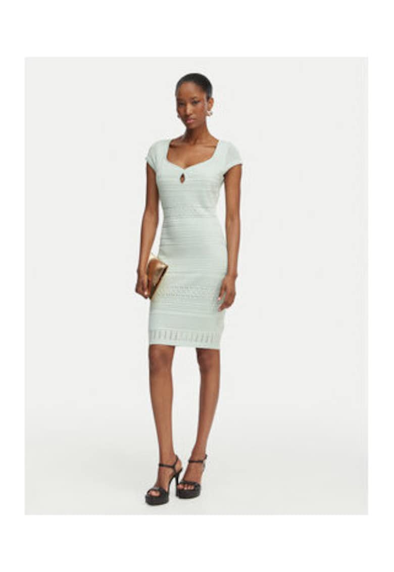 Rochie tricotata - verde - fara maneca - poliester-viscoza - Verde