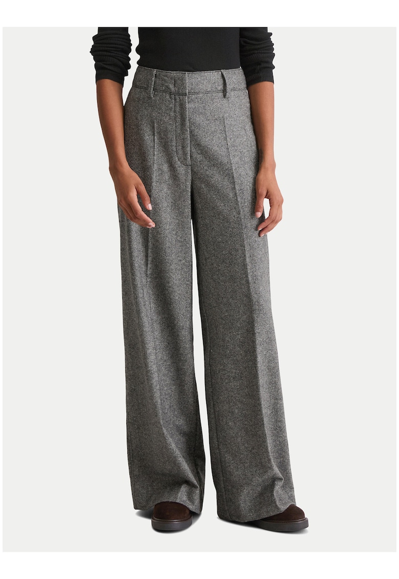 Pantaloni dama - gri - material textil - croiala ampla - casual -