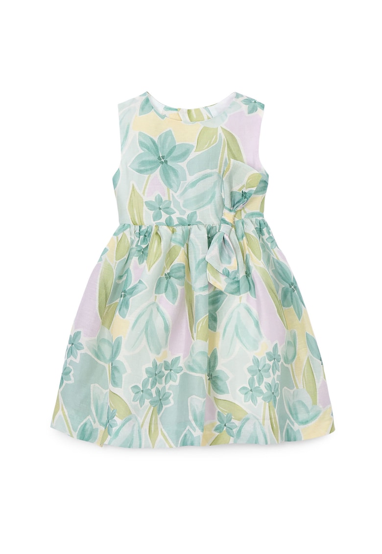 Rochie fete - verde - imprimeu floral - material in si poliester - croiala regular fit