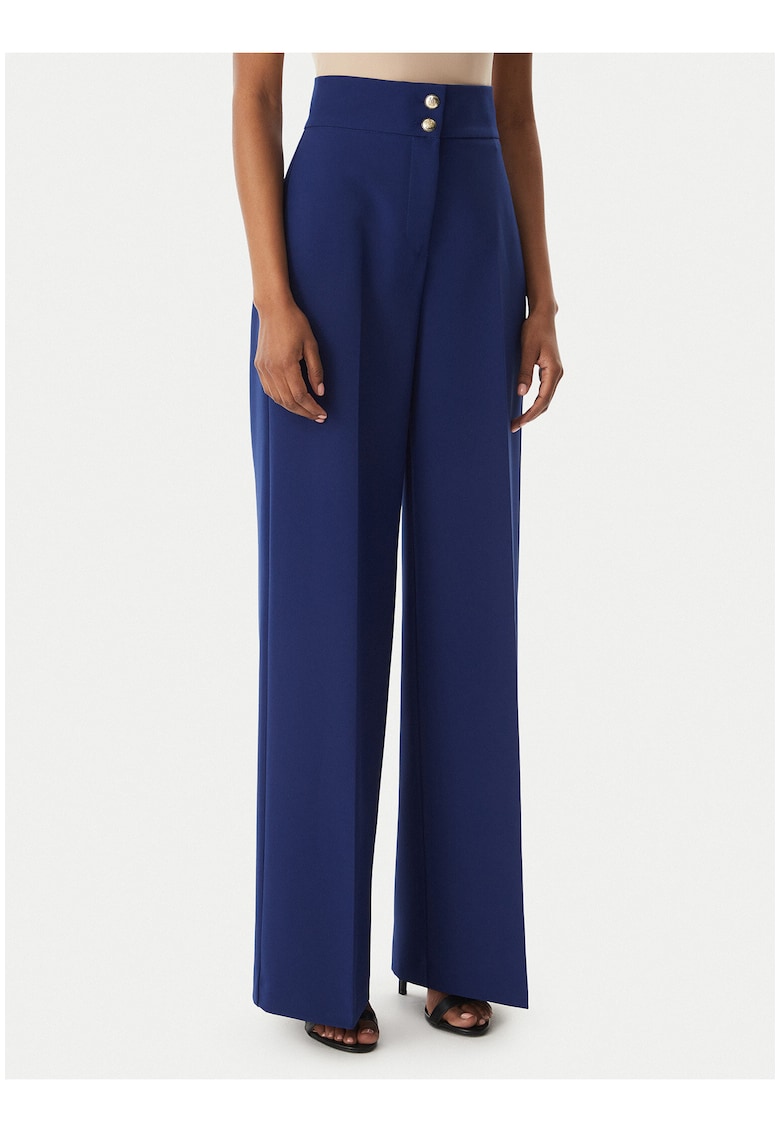 Pantaloni dama - talie inalta - bleumarin - material elastic