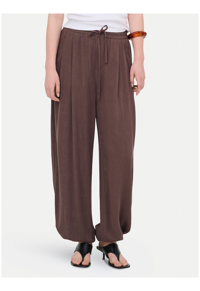 Pantaloni dama - regular fit - maro - viscoza si in