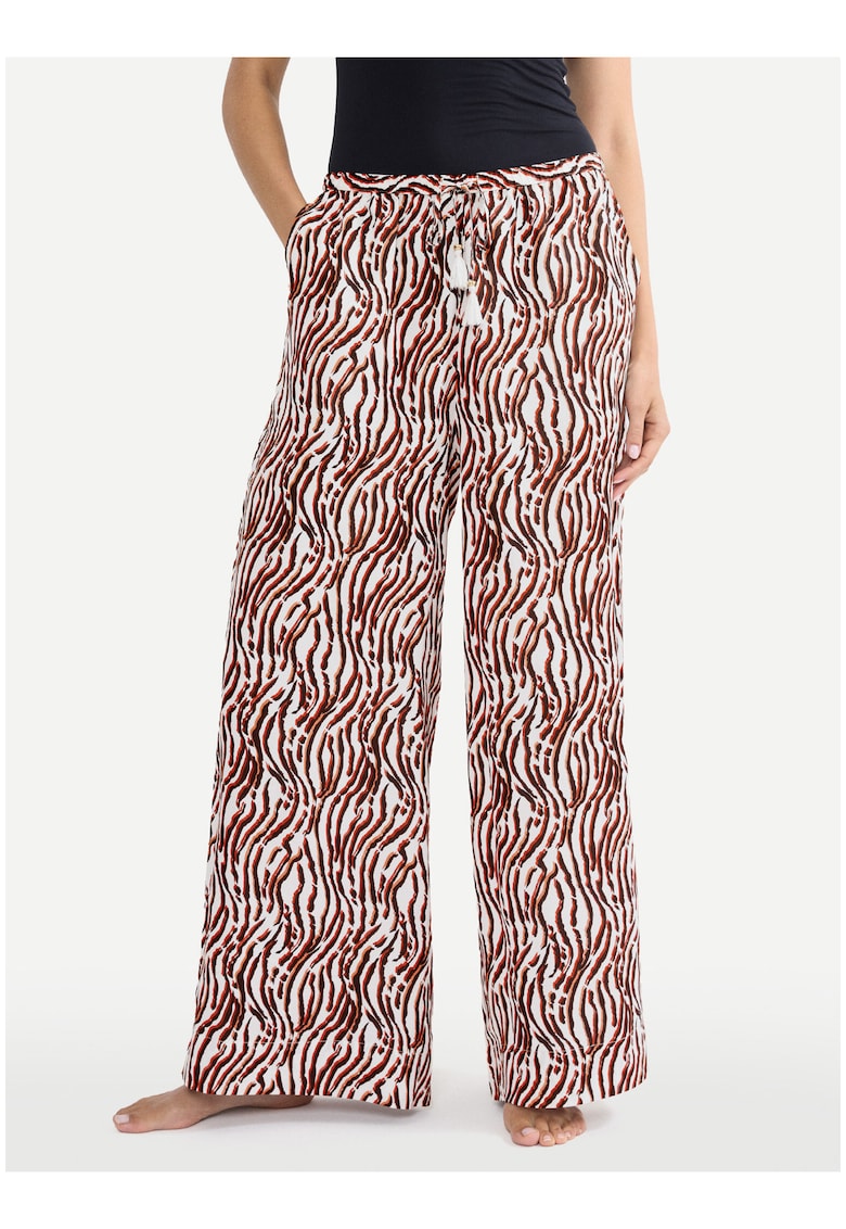 Pantaloni dama - croiala ampla - multicolor - poliester
