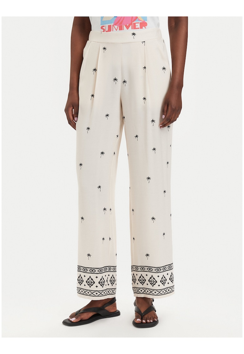 Pantaloni dama - bej - croiala dreapta - material viscoza/poliamida