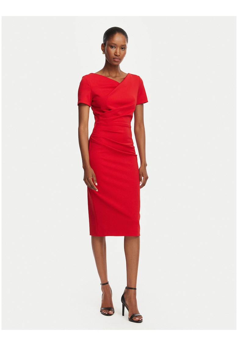 Rochie de cocktail - rosie - maneca scurta - poliester -