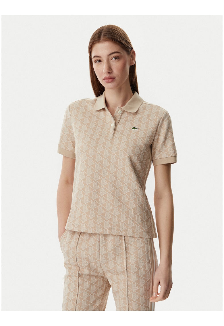 Tricou dama - bej - maneca scurta - poliester-bumbac