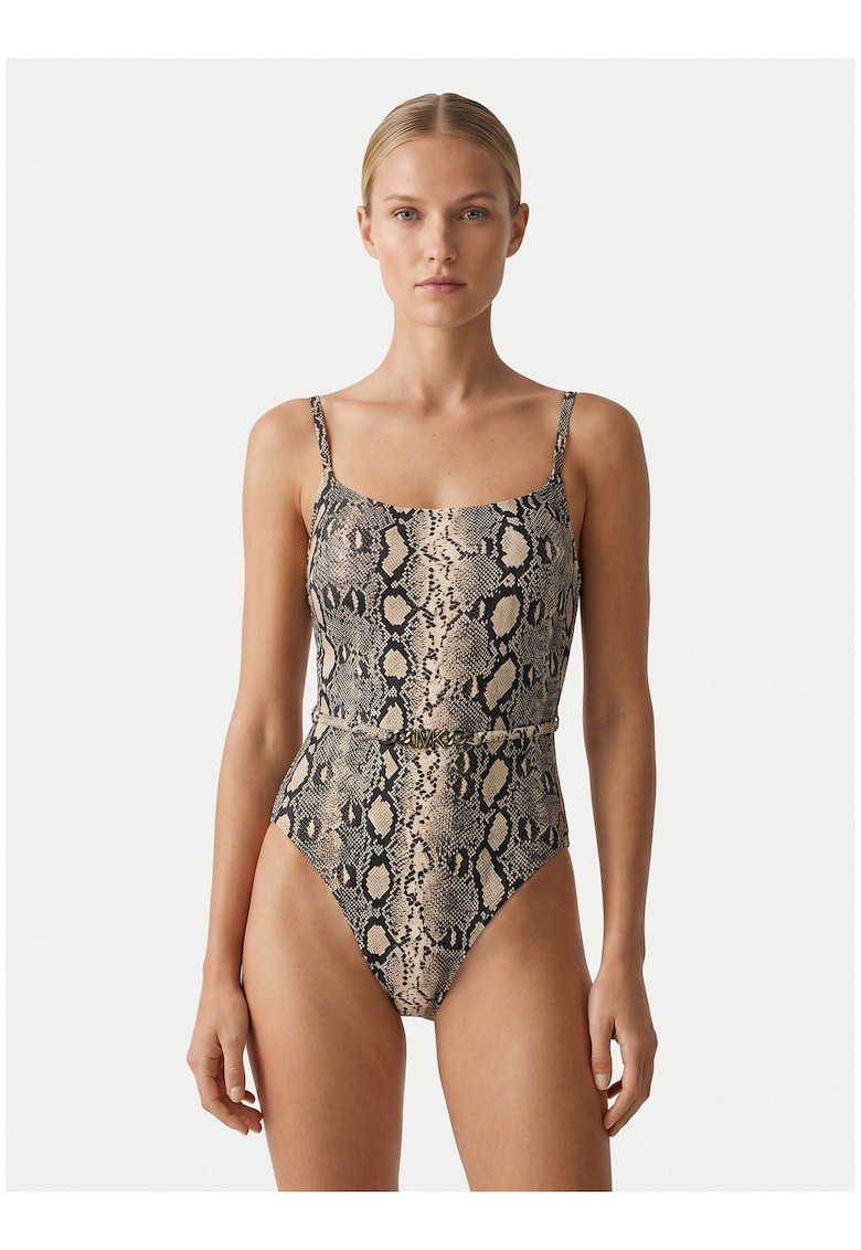 Costum de baie dama - imprimeu animalier - alb/negru - material sintetic