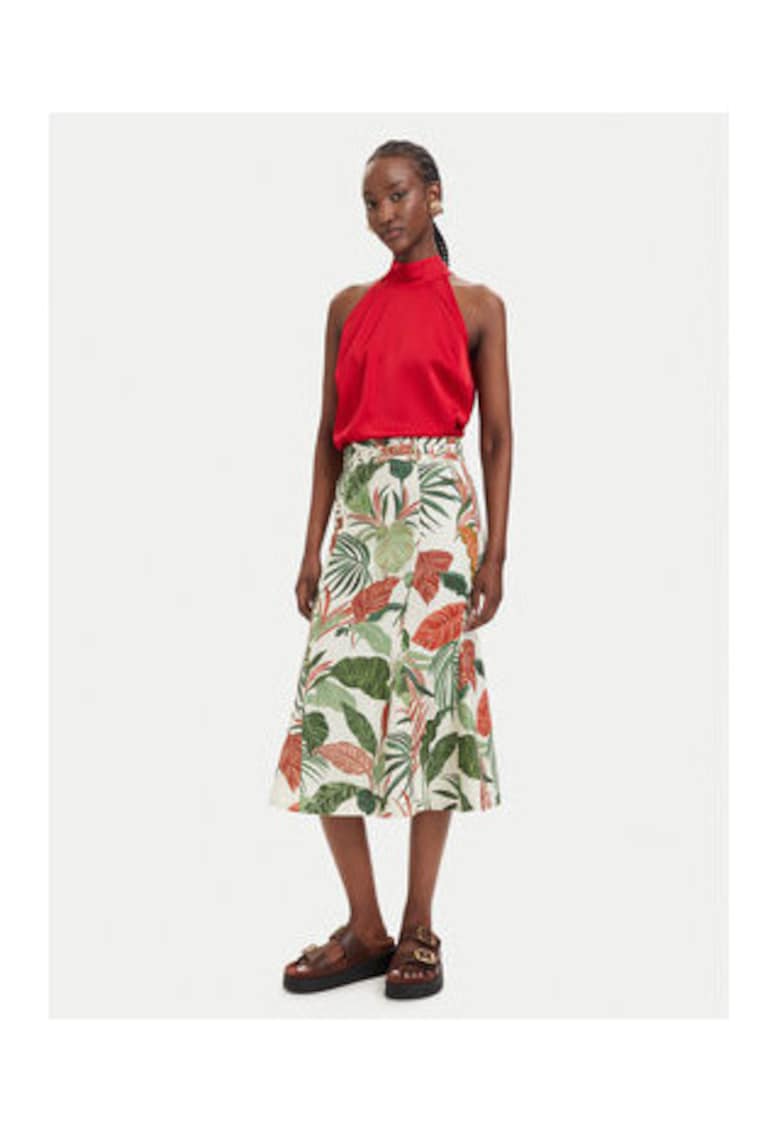Fusta midi - verde - casual - material in si viscoza