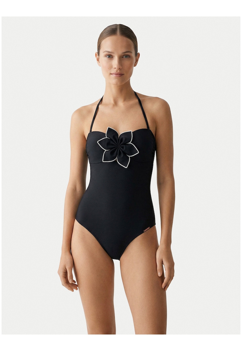 Costum de baie dama - negru - croiala modelatoare - material sintetic