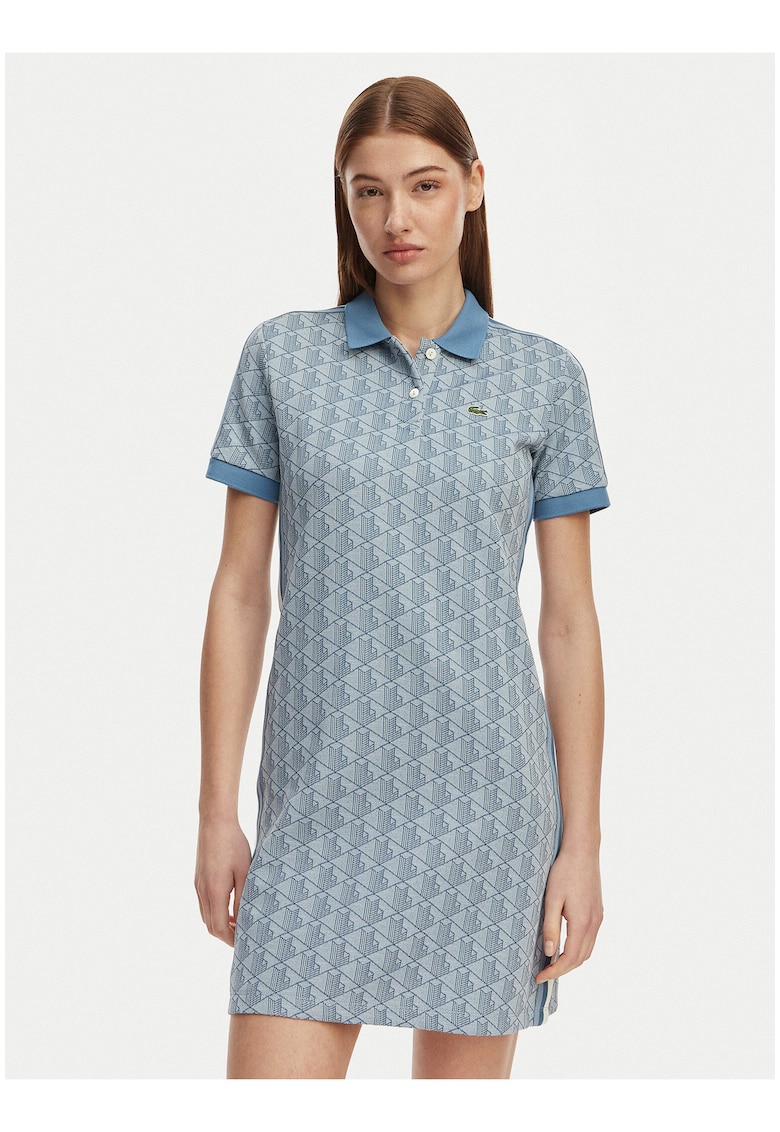 Rochie casual dama - albastru - poliester/bumbac -