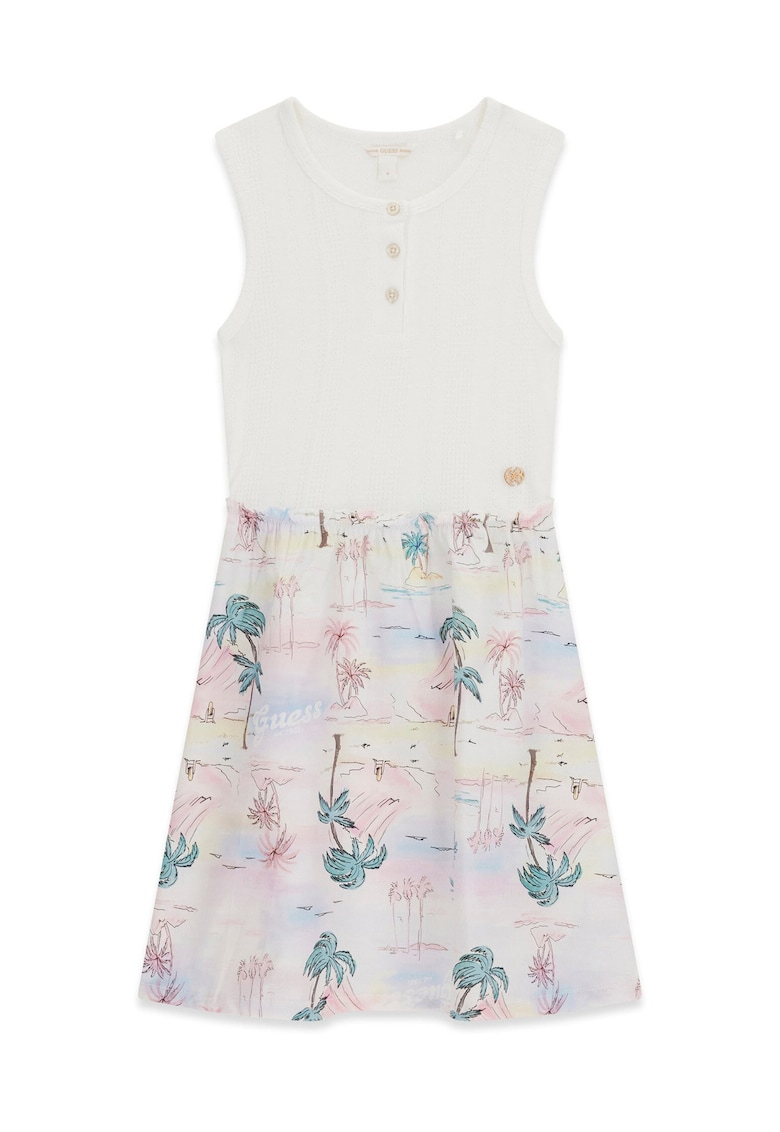 Rochie de vara fete - Alb - multicolor - bumbac - fara maneca
