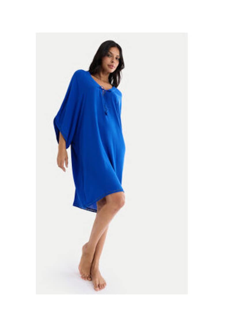 Rochie de plaja Dama - Albastru - maneca scurta - 100% viscoza -