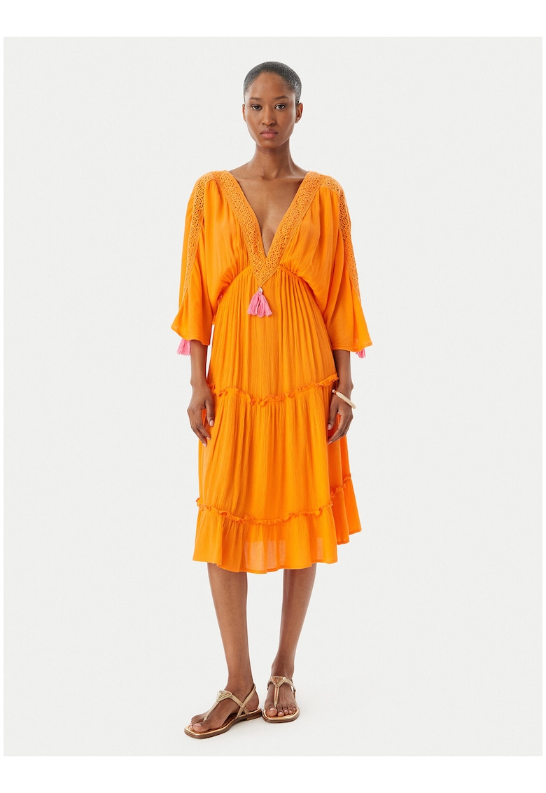 Rochie plaja midi 3/4 - Portocaliu
