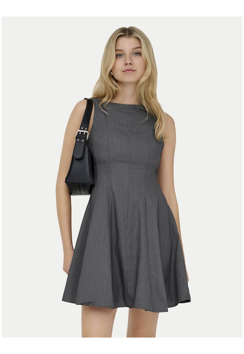 Rochie casual - gri - material reciclat - scurt - fara maneci