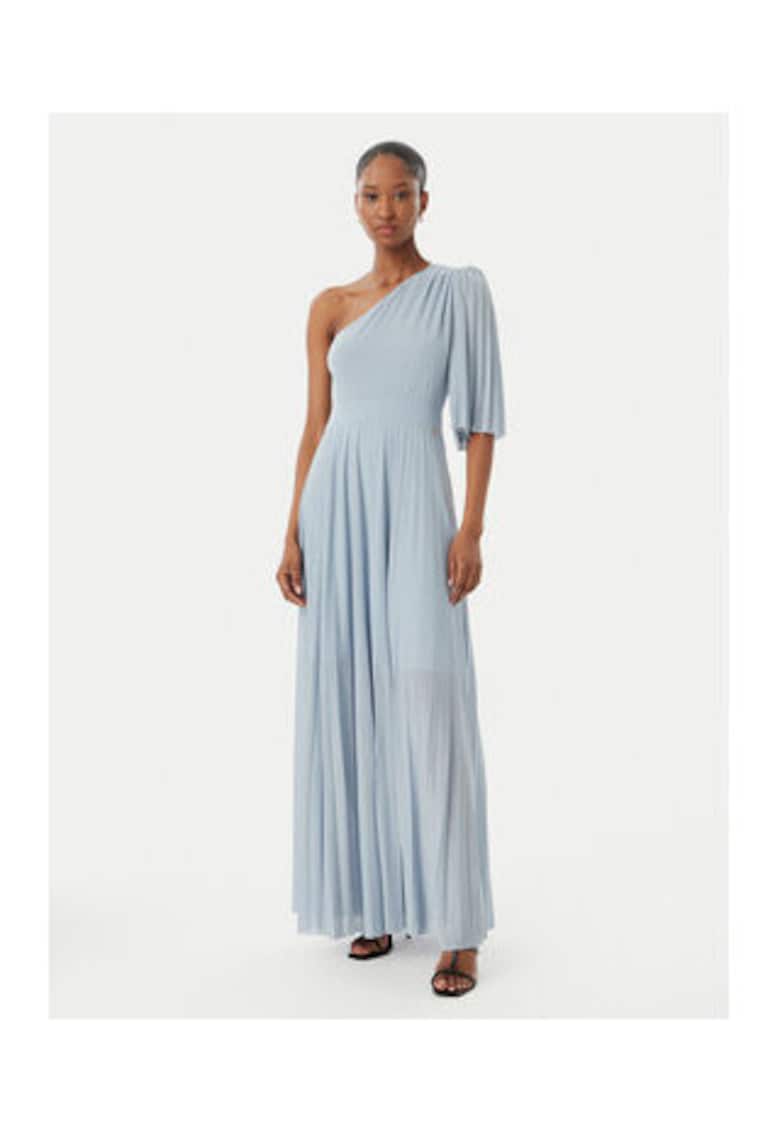 Rochie de seara Dama - Albastru - fara maneci - material sintetic - cu curea -