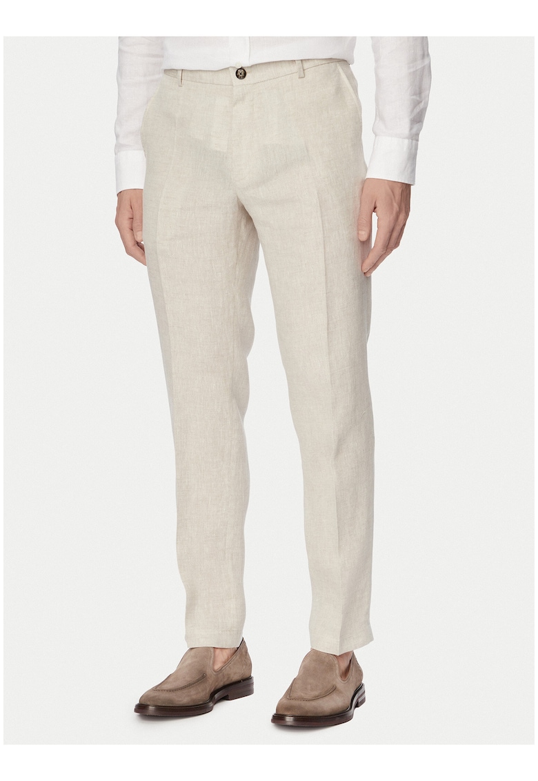 Pantaloni barbati - elegant - bej - material in
