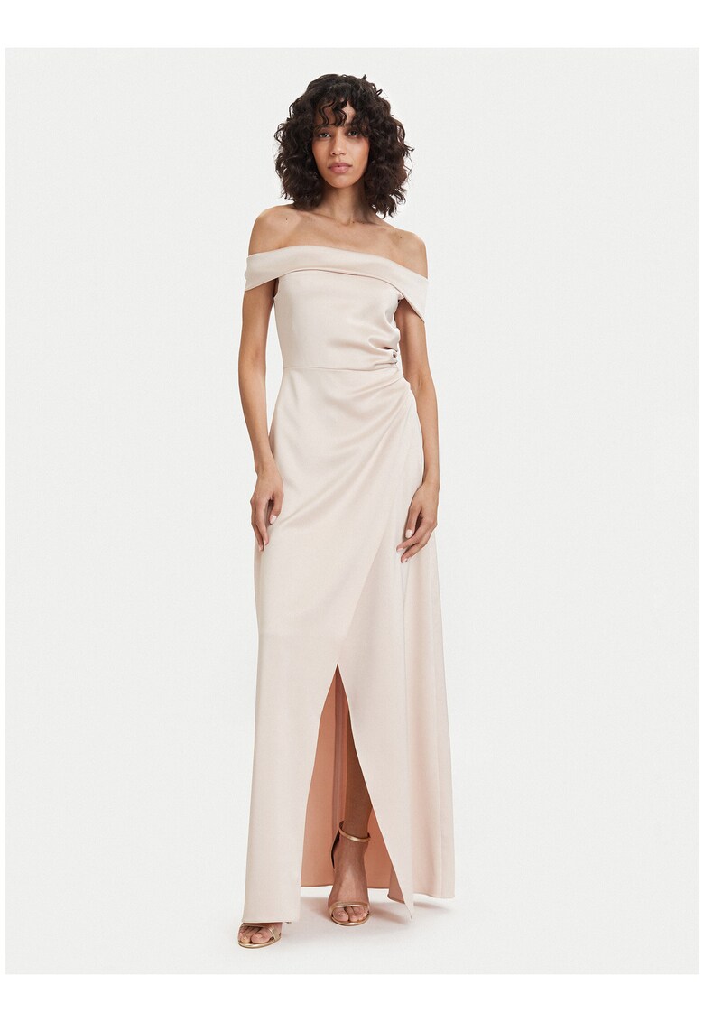 Rochie de seara - auriu - poliester - fara maneca -