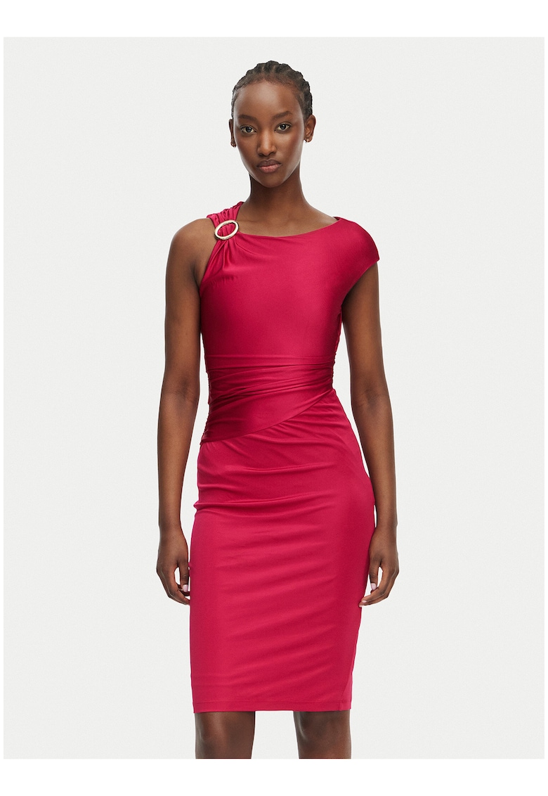 Rochie de cocktail - roz - fara maneca - 100% viscoza -