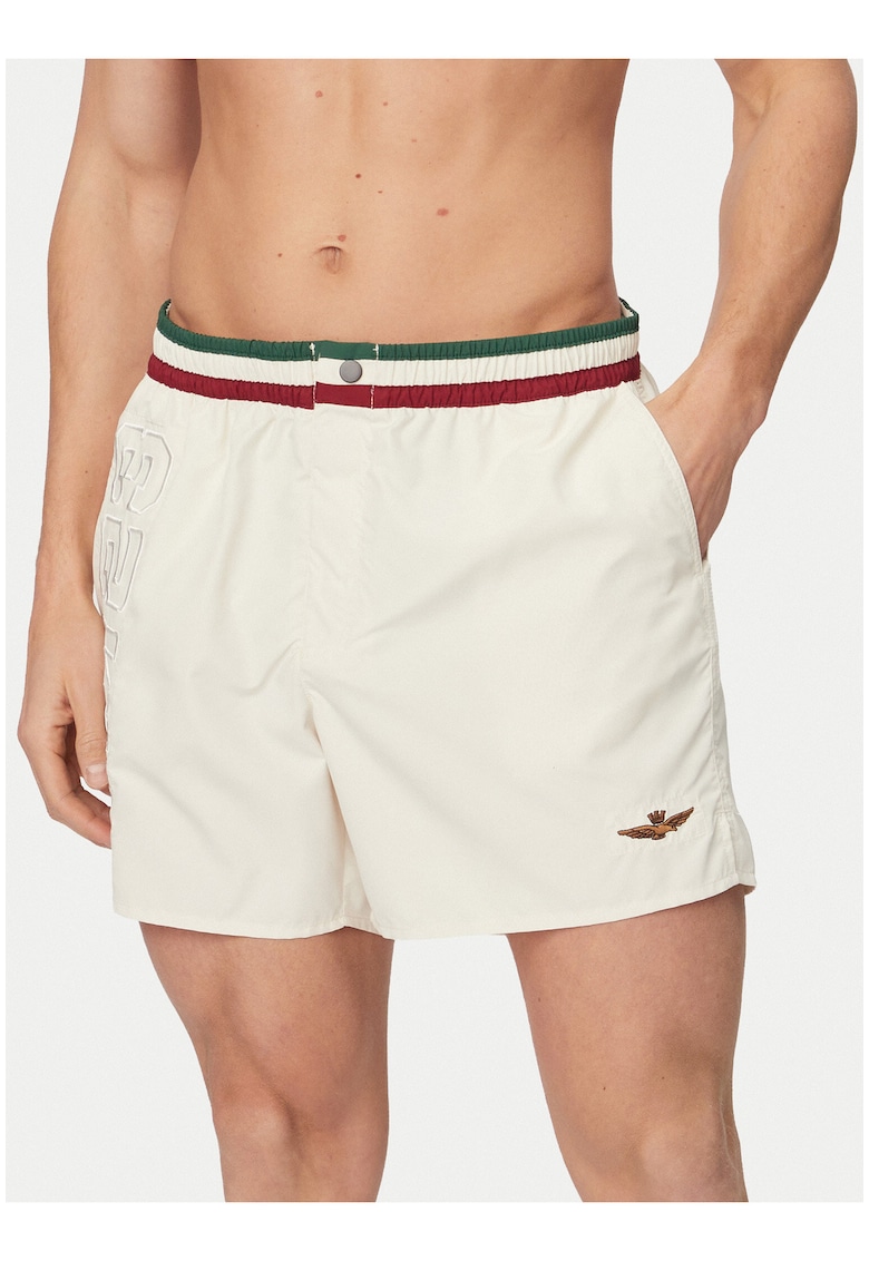 Pantaloni scurti de baie barbati - poliester - Alb