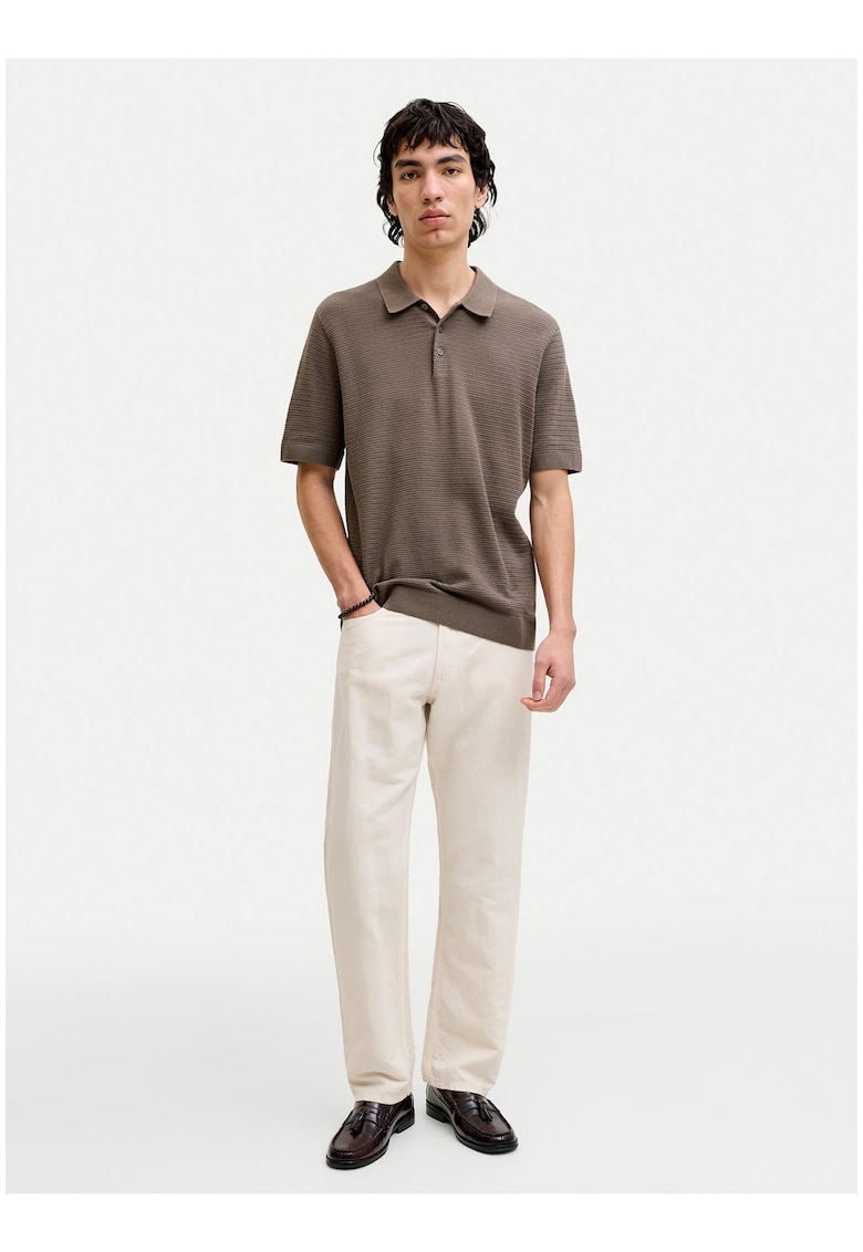 Pantaloni barbati - bej - material textil - croiala lejera - casual