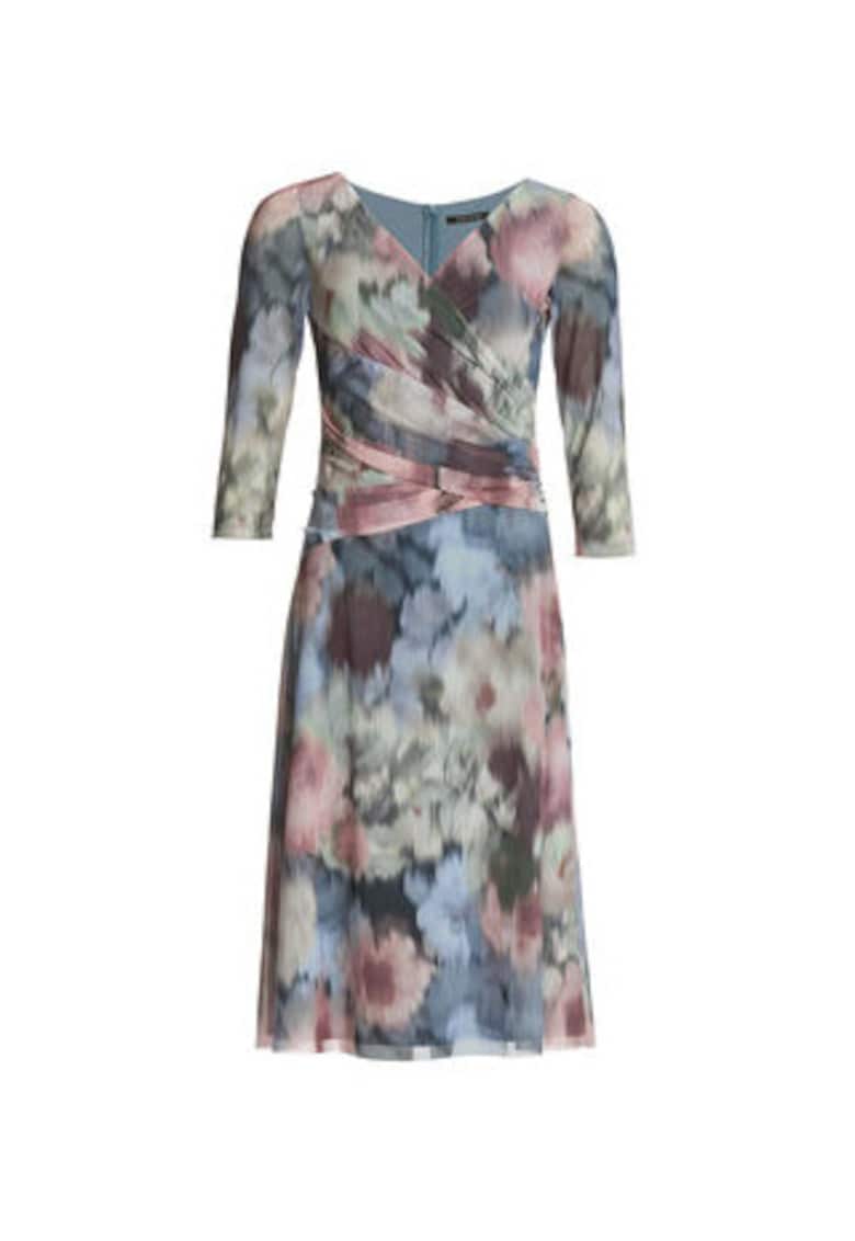Rochie de cocktail Dama - Multicolor - 3/4 maneci - floral - poliester