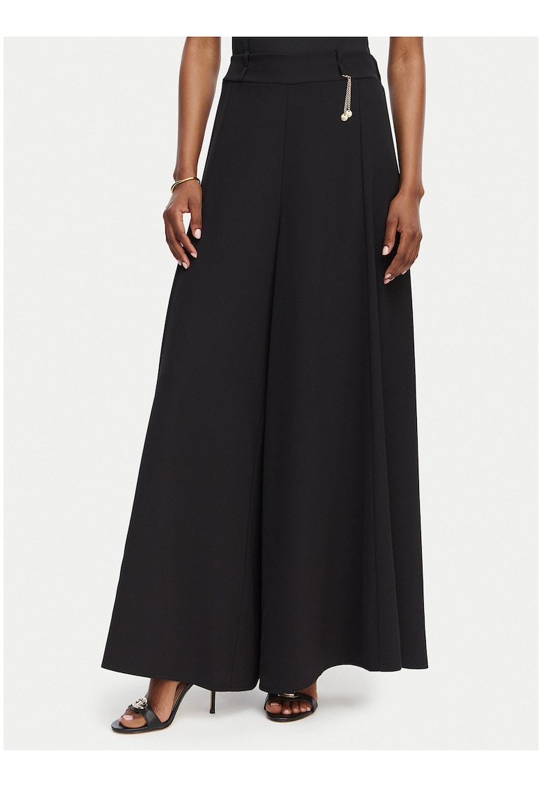 Pantaloni dama - palazzo - casual - poliester - Negru