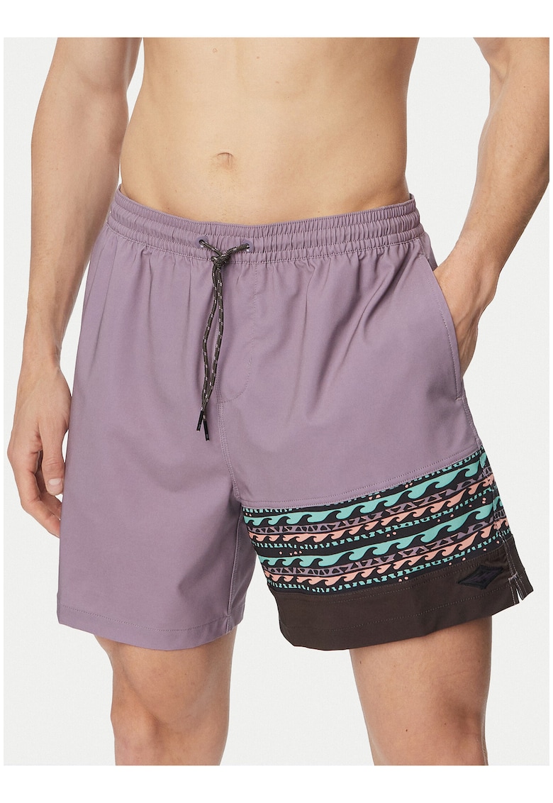 Pantaloni scurti de baie barbati - multicolor - poliester reciclat/elastan - imprimeu grafic