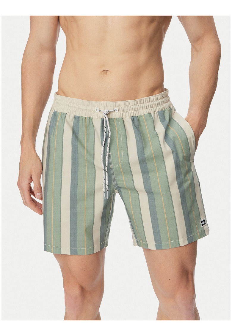 Pantaloni scurti de baie barbati - dungi - multicolor - poliester reciclat/elastan