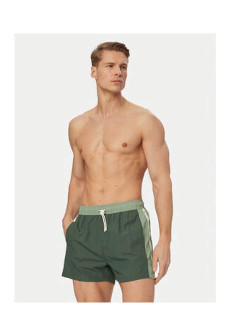 Costum de baie barbati - verde - poliester - imprimeu uni -