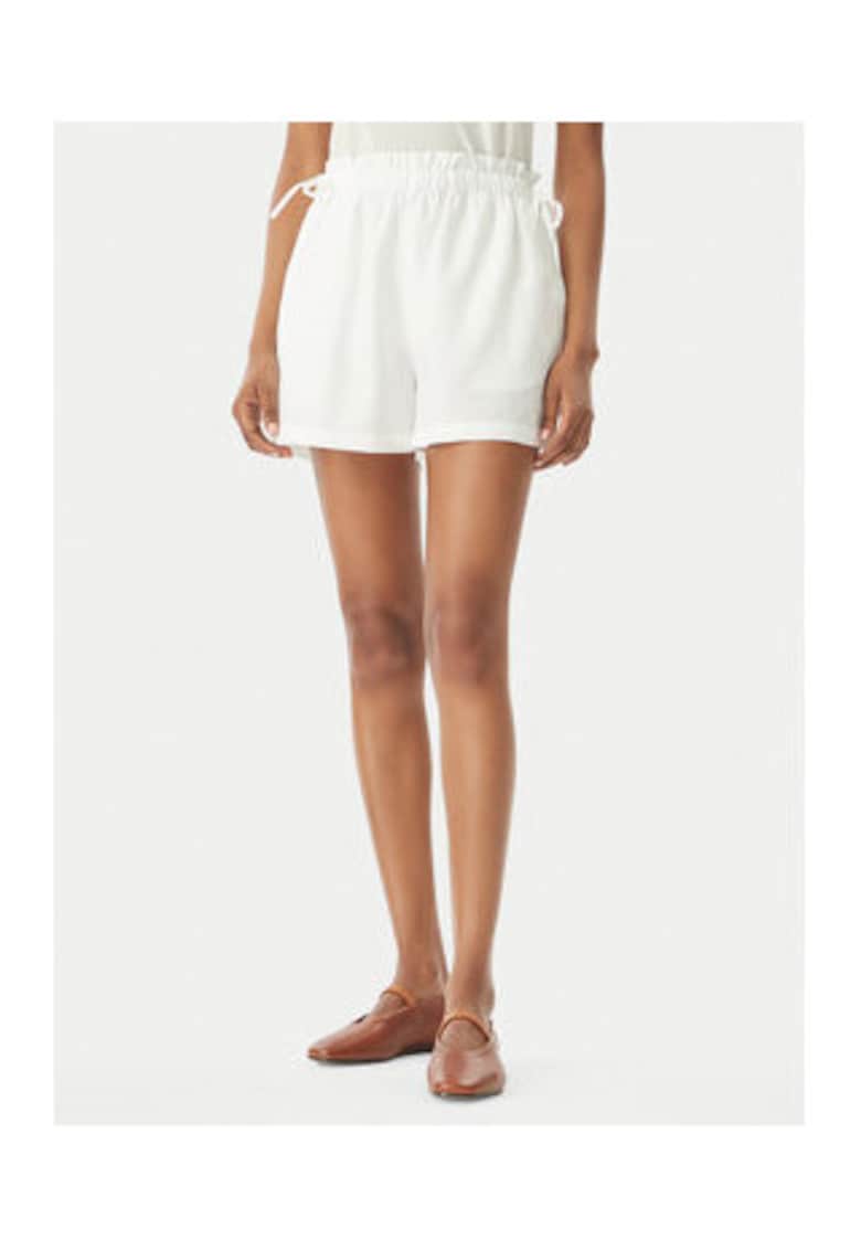 Pantaloni scurti dama - bumbac - alb - croiala lejera