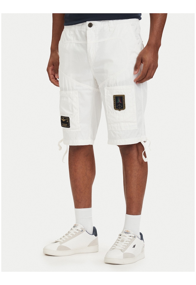 Pantaloni scurti barbati - alb - bumbac - croiala regular fit
