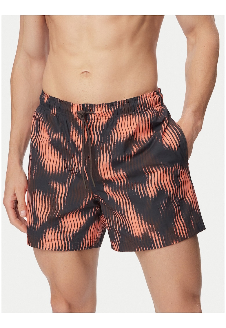 Pantaloni scurti de baie barbati - poliester reciclat - Rosu/Negru