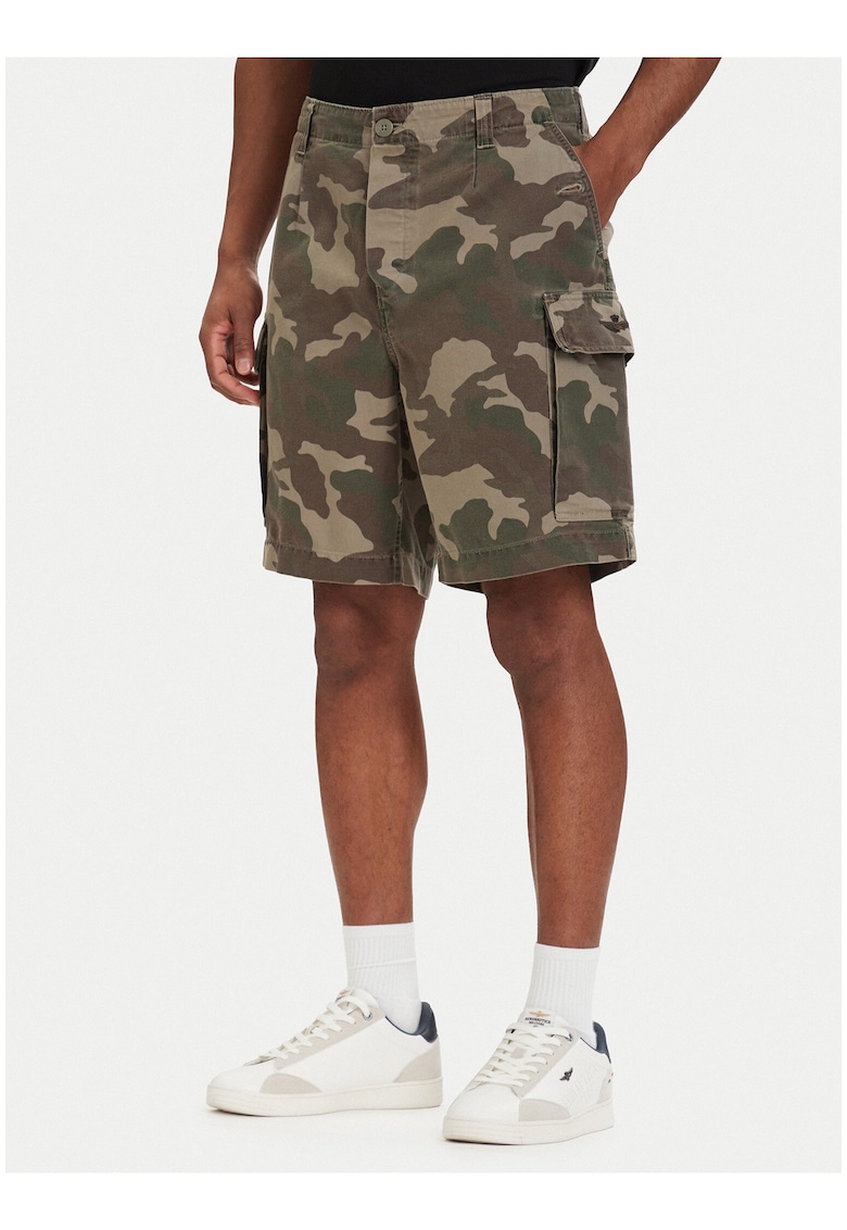 Pantaloni scurti barbati - camuflaj - verde - bumbac