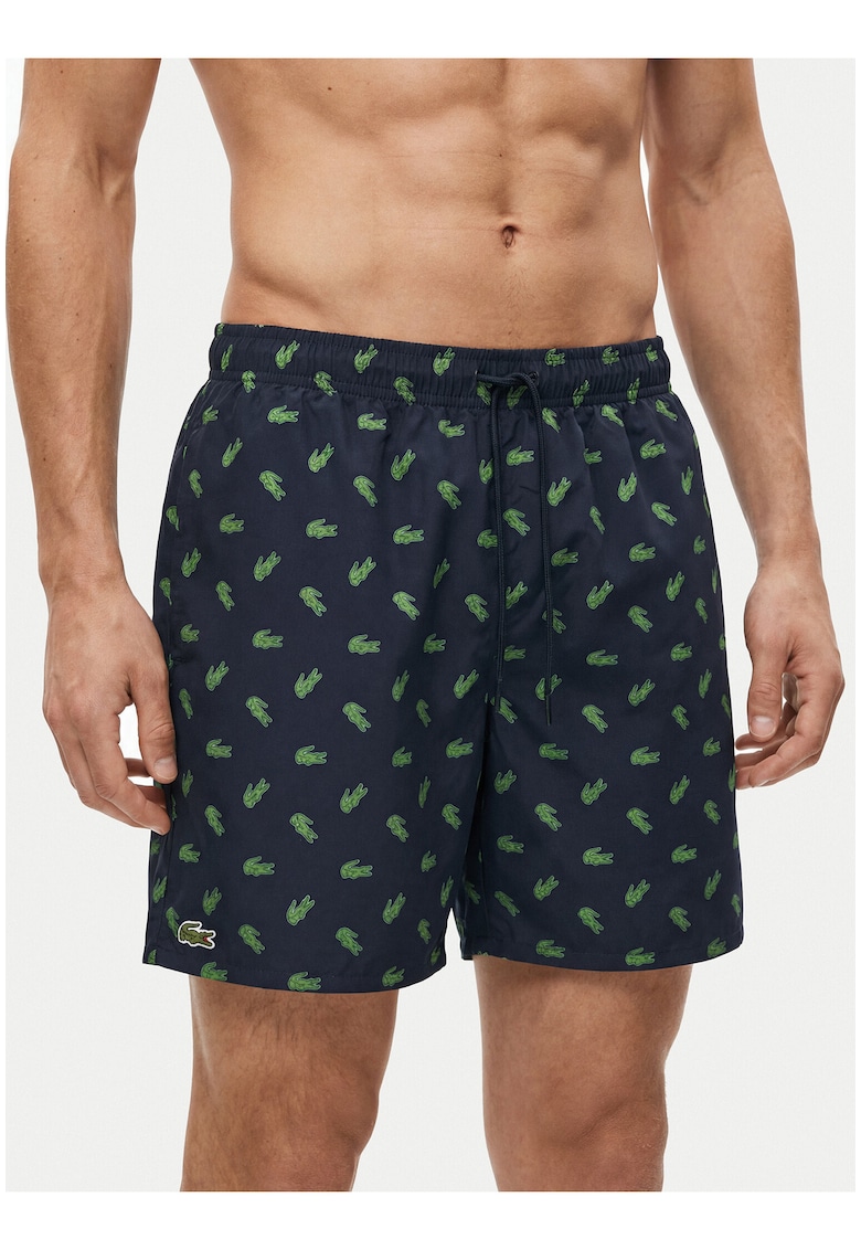 Pantaloni scurti de baie barbati - bleumarin/verde - poliester - imprimeu grafic