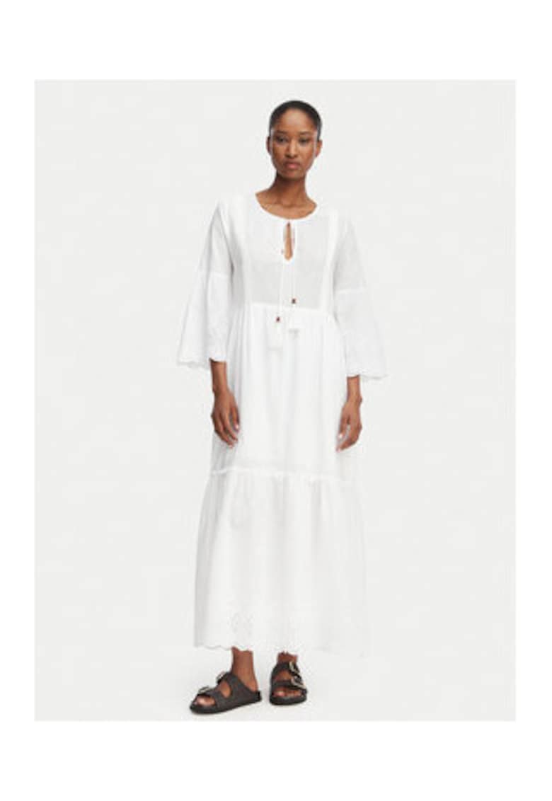 Rochie de vara - casual - maneca trei sferturi - alb - bumbac - Alb