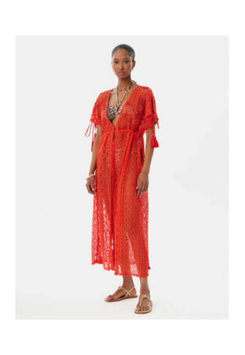 Rochie plaja midi rosu poliester