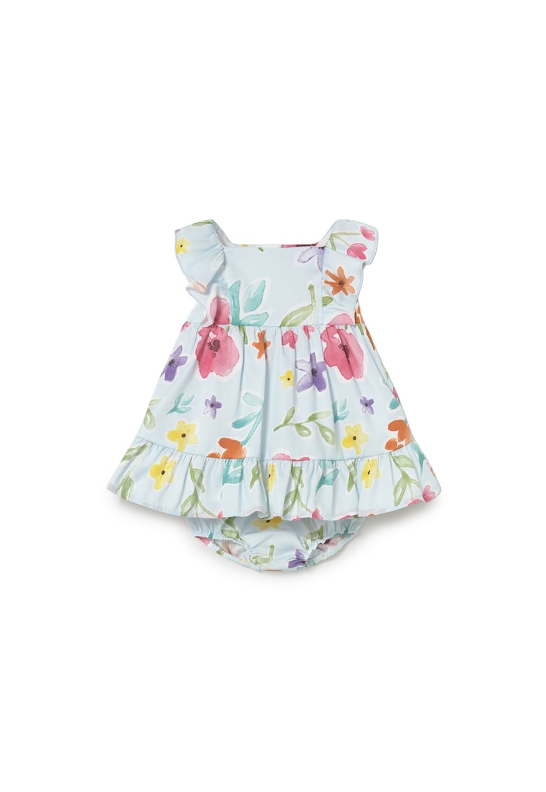 Rochie de vara - albastru - imprimeu floral - set cu lenjerie intima - bumbac