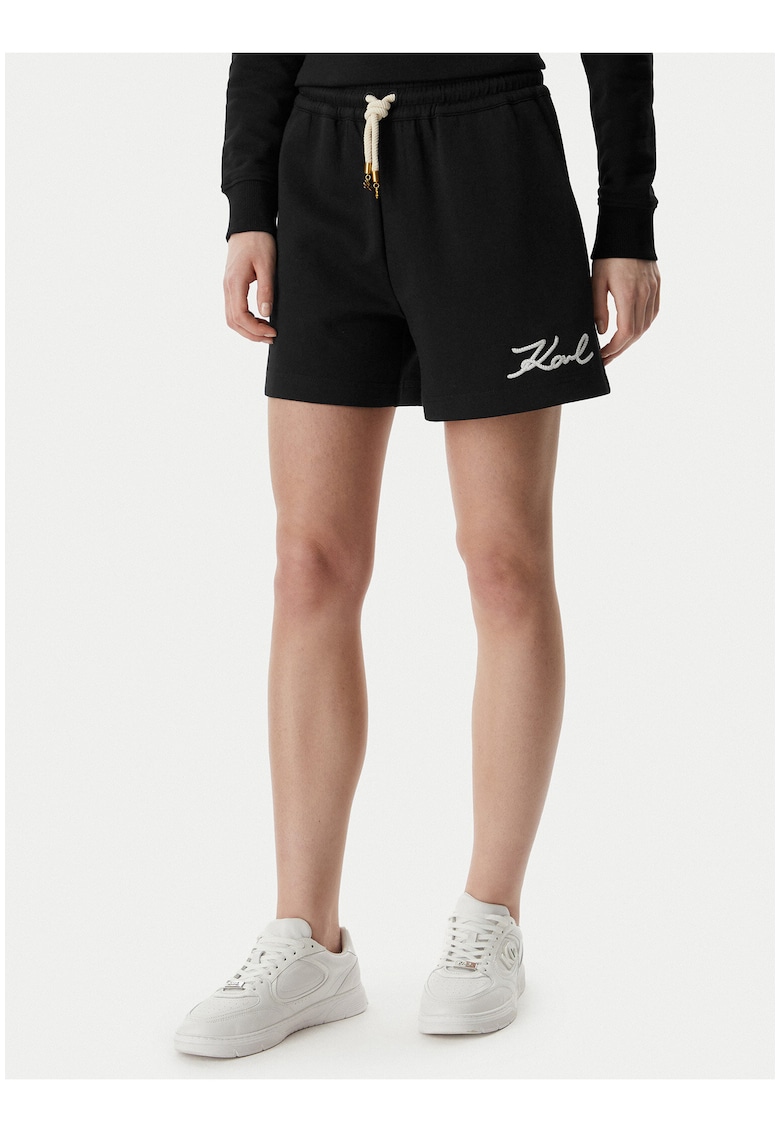 Pantaloni scurti sport dama - negru - bumbac-elastan