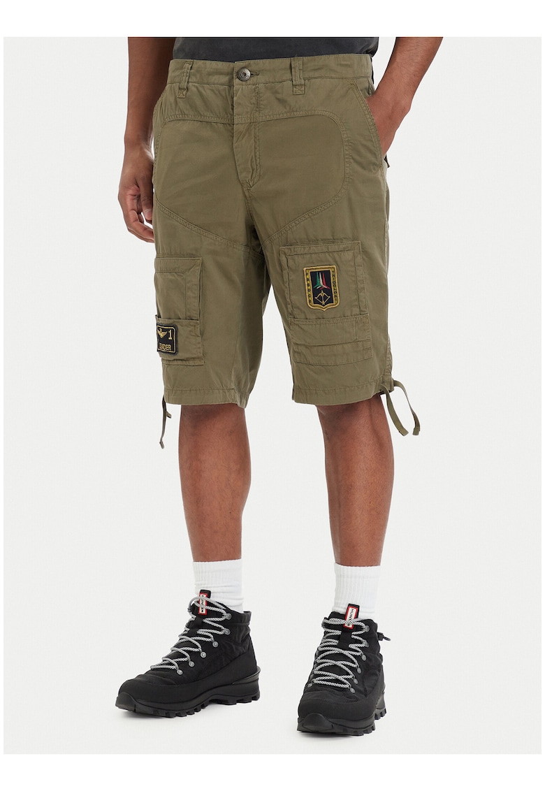 Pantaloni scurti barbati - casual - fermoar - verde - bumbac