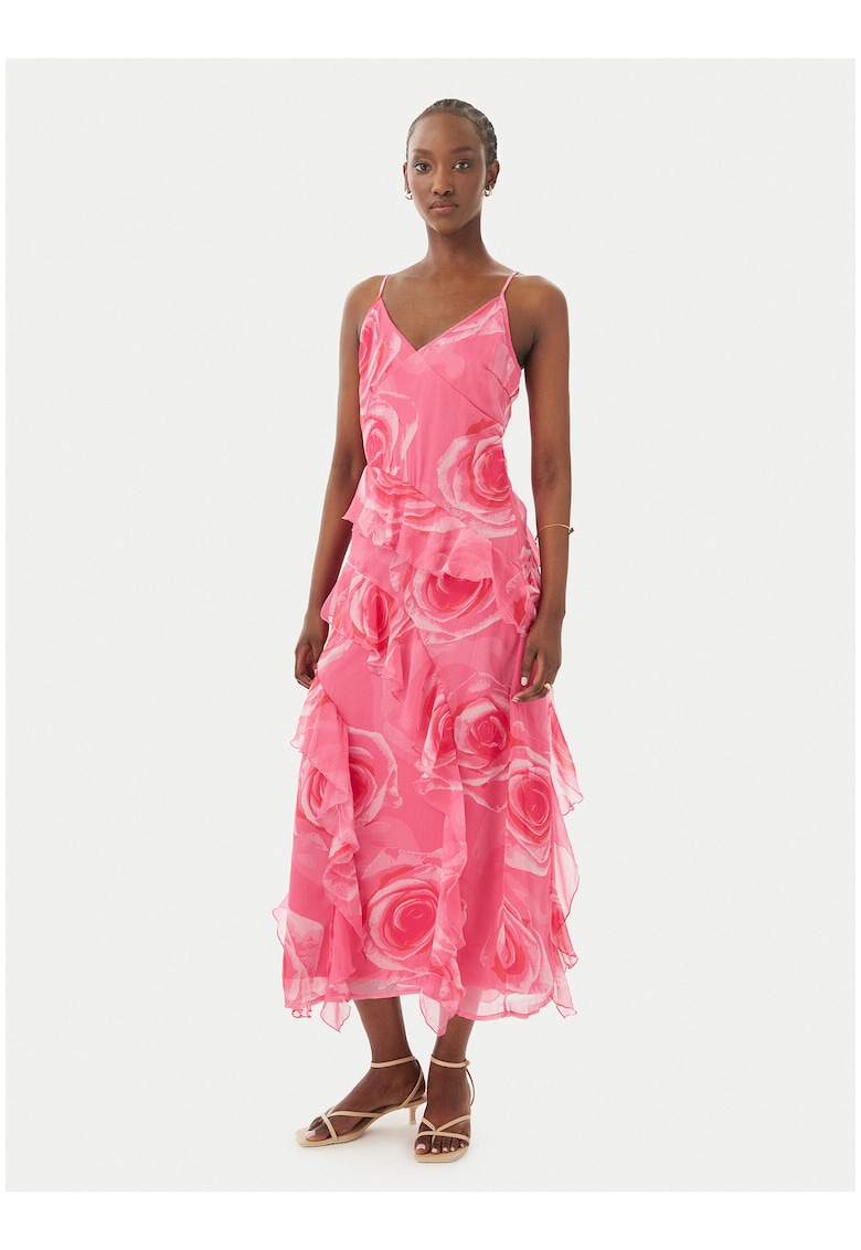 Rochie de seara - roz - fara maneca - poliester reciclat - Roz