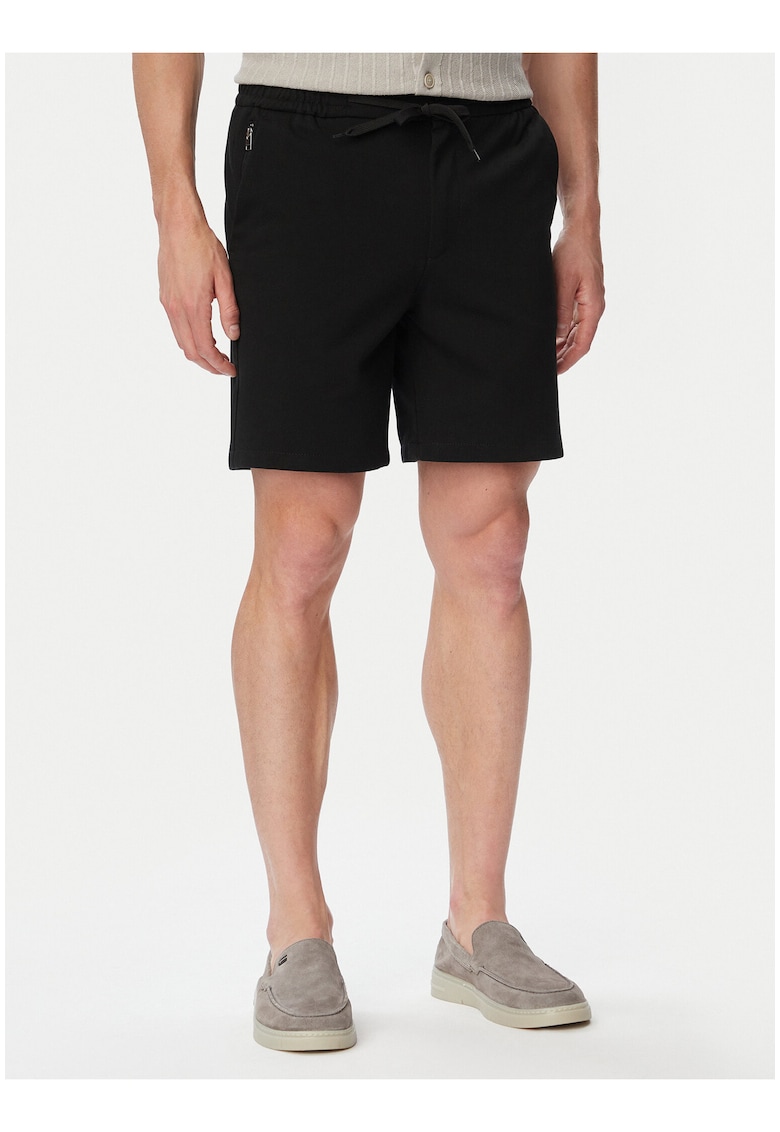 Pantaloni scurti barbati - negru - bumbac si poliester reciclat - croiala regular fit