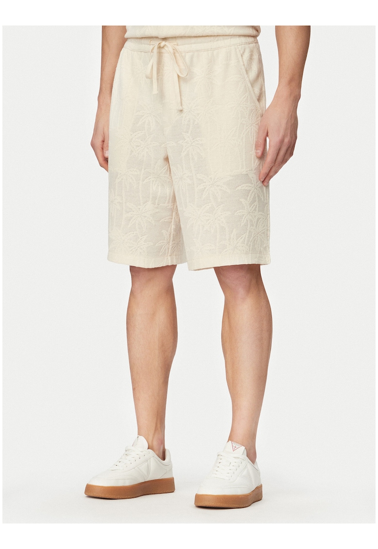 Pantaloni scurti sport Barbati - crem - bumbac si poliester - croiala regular fit