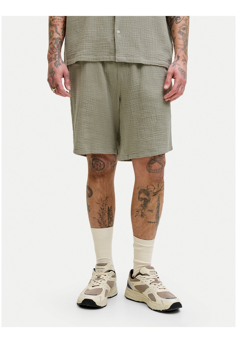 Pantaloni barbati - casual - relaxat - verde - bumbac