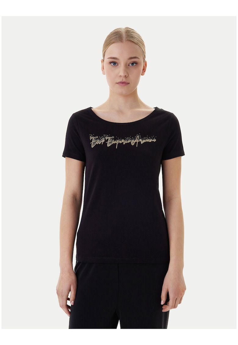 Tricou dama - negru - bumbac - imprimeu grafic -