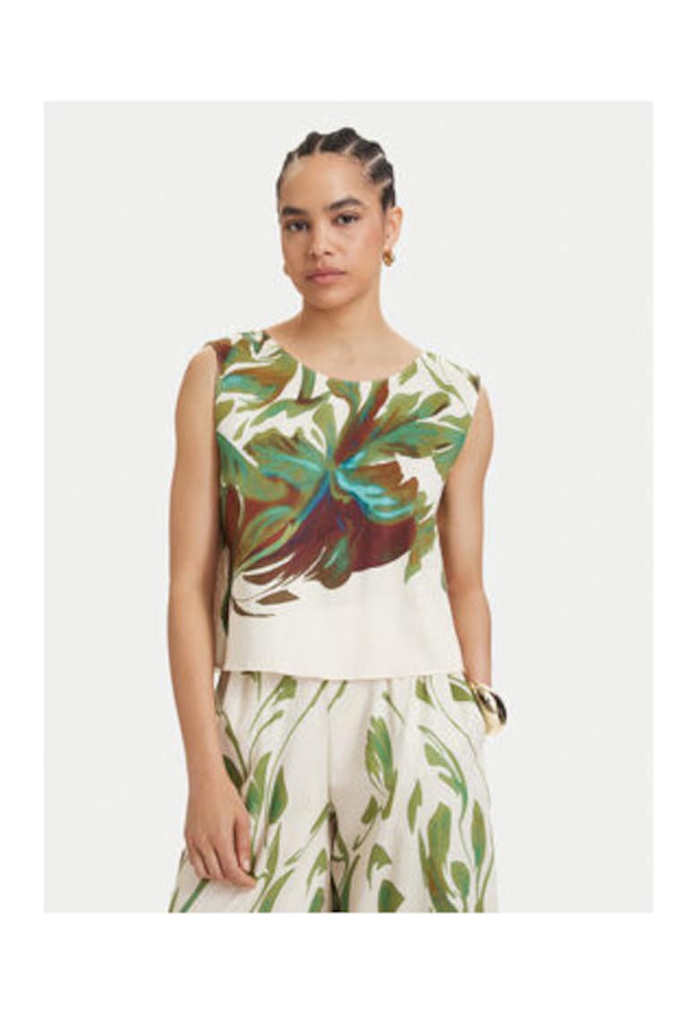 Top Dama - Bumbac - Verde/Bej