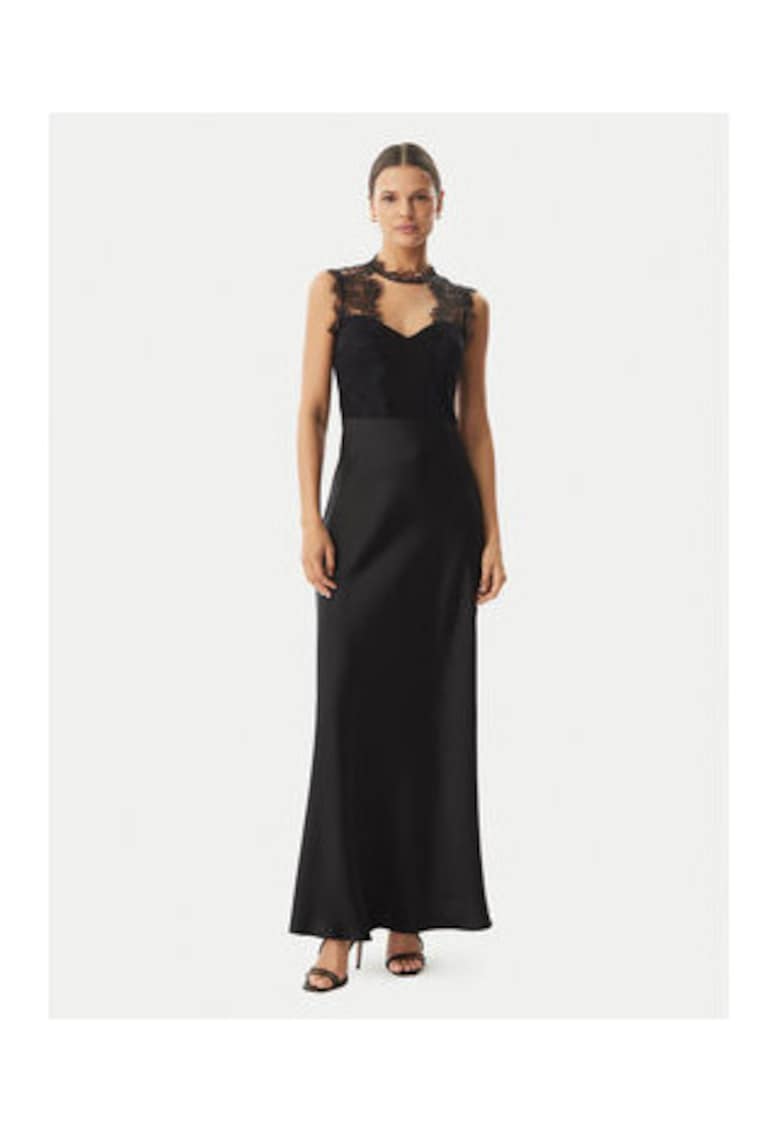 Rochie de seara - slim fit - decolteu in forma de inima - negru - poliester