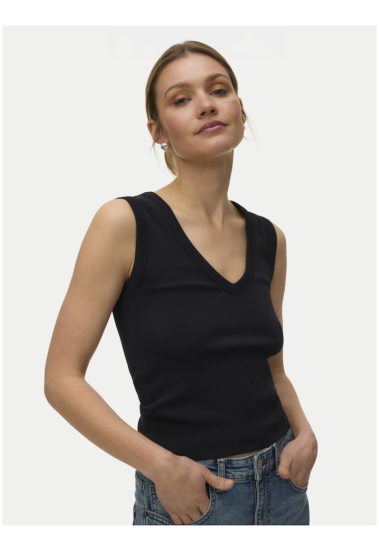 Top de dama - negru - bumbac organic - casual