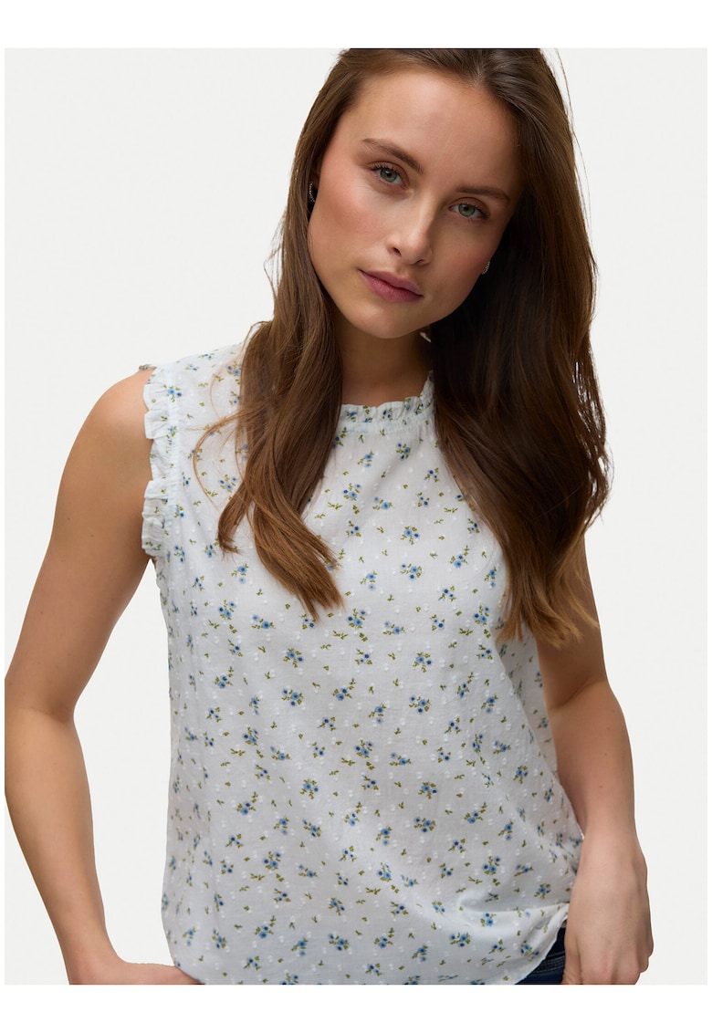 Top Floral Alb - Alb/Multicolor/Albastru