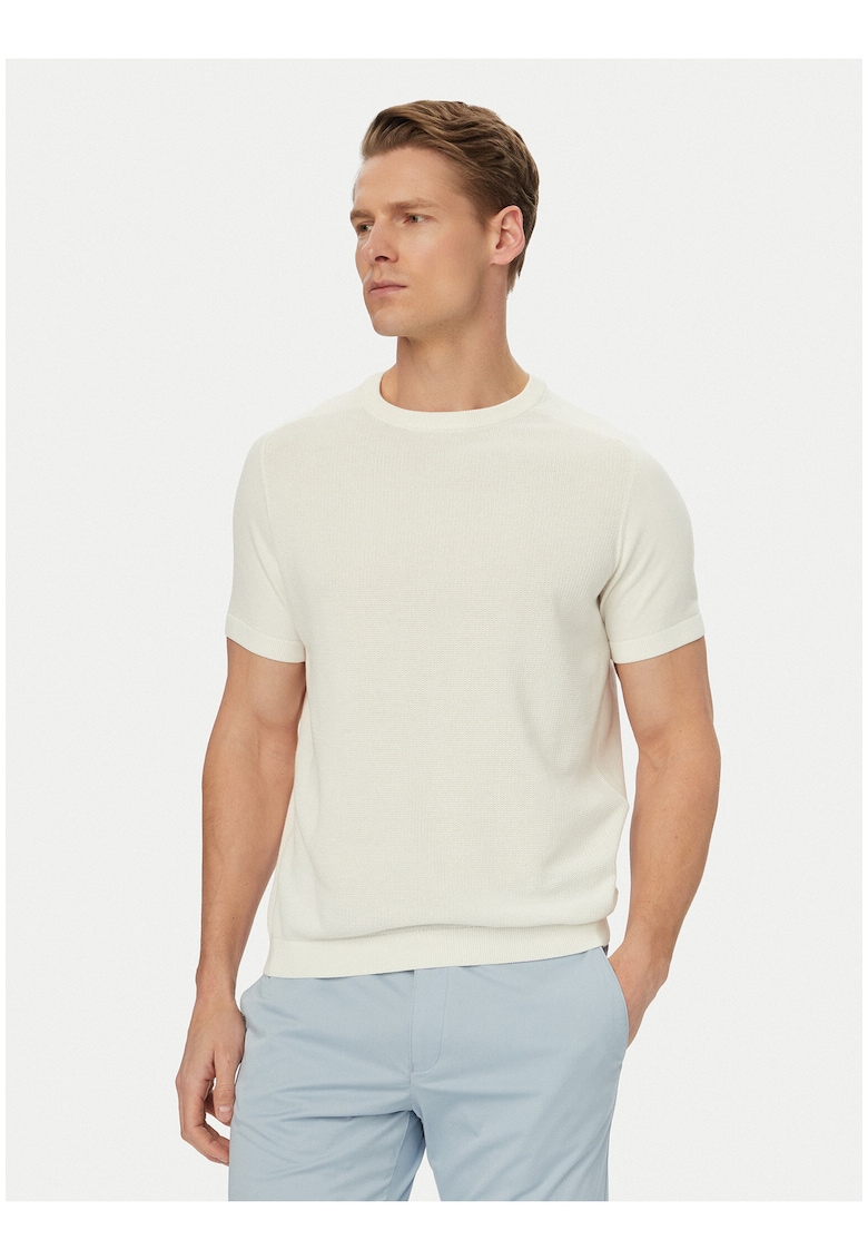 Tricou Barbati - Alb/Bej - Bumbac - Regular fit