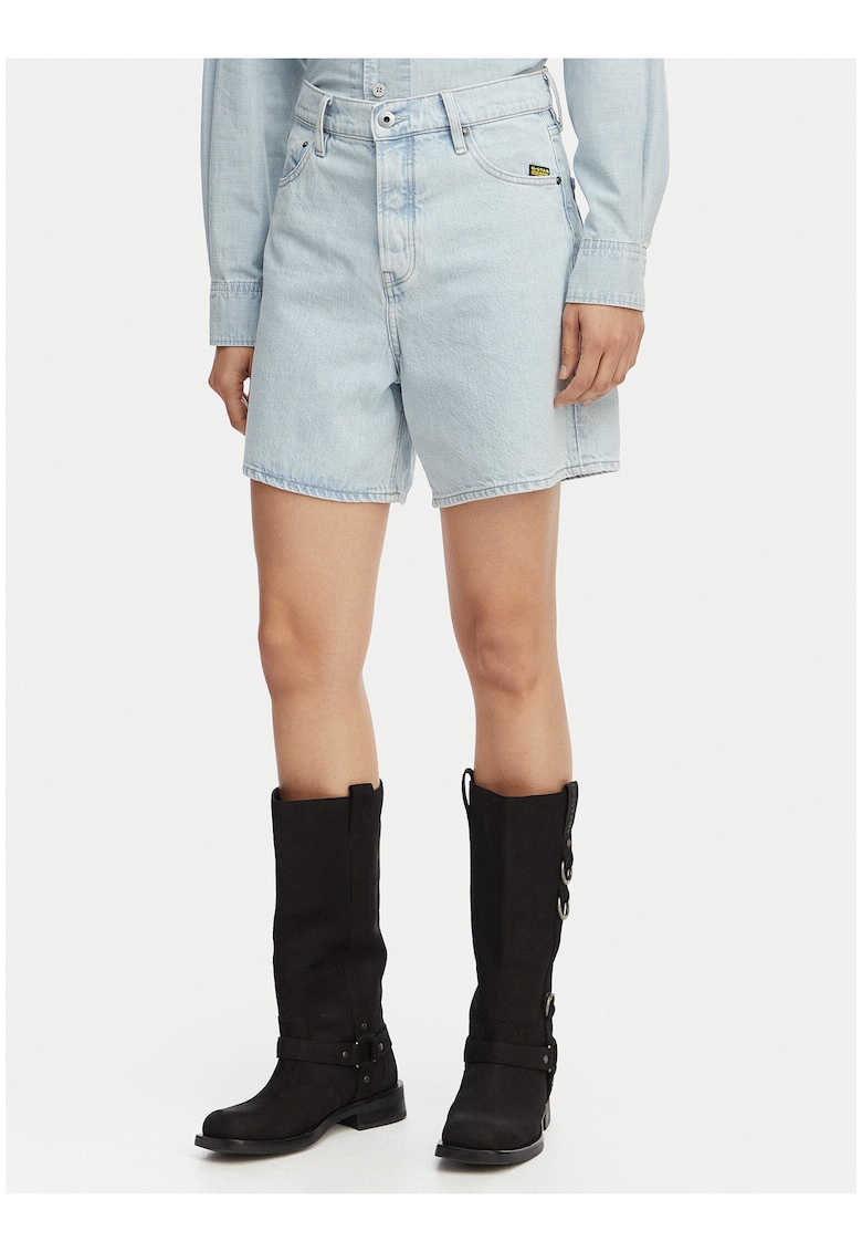 Pantaloni scurti din denim - G-Star Raw - talie inalta - regular fit - albastru - bumbac