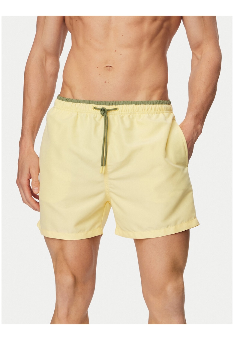 Pantaloni scurti de baie barbati - galben - poliester - design minimalist